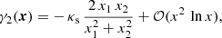 $$ \begin{aligned} \gamma _2(\boldsymbol{x}) = -\,\kappa _{\rm s}\,\frac{2\,x_1\,x_2}{x_1^2+x_2^2}+ \mathcal{O} (x^2\,\ln {x}), \end{aligned} $$