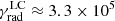 $ \gamma^{\mathrm{LC}}_{\mathrm{rad}}\approx 3.3\times 10^5 $