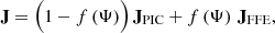 $$ \begin{aligned} \mathbf J =\Bigl (1-f\left(\Psi \right)\Bigr )\,\mathbf J _{\rm PIC}+f\left(\Psi \right)\,\mathbf J _{\rm FFE}, \end{aligned} $$