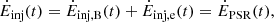 $$ \begin{aligned} \dot{E}_{\rm inj} (t)&= \dot{E}_{\rm inj,B} (t) + \dot{E}_{\rm inj,e} (t) = \dot{E}_{\rm PSR} (t), \end{aligned} $$