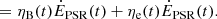 $$ \begin{aligned} &= \eta _{\rm B} (t) \dot{E}_{\rm PSR} (t) + \eta _{\rm e} (t) \dot{E}_{\rm PSR} (t). \end{aligned} $$