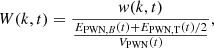 $$ \begin{aligned}&W(k,t) = \frac{{ w}(k,t)}{\frac{E_{\mathrm{PWN},B}(t) + E_{\rm PWN,T}(t)/2}{V_{\rm PWN}(t)}}, \end{aligned} $$