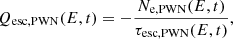 $$ \begin{aligned}&Q_{\rm esc,PWN} (E,t) = -\frac{N_{\rm e,PWN}(E,t)}{\tau _{\rm esc,PWN} (E,t)}, \end{aligned} $$