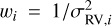 $\[w_i=1 / \sigma_{\mathrm{RV}, i}^2\]$