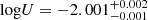 $ \mathrm{log} U = -2.001^{+0.002}_{-0.001} $