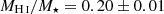 $ M_{{\mathrm{H}\,\textsc{i}}}/M_\star = 0.20 \pm 0.01 $
