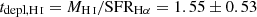 $ t_\mathrm{depl,{\mathrm{H}\,\textsc{i}}} = M_{{\mathrm{H}\,\textsc{i}}}/\mathrm{SFR_{H\alpha}} = 1.55 \pm 0.53 $