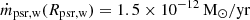 Mathematical equation: $ \dot m_{\mathrm{psr,w}}(R_{\mathrm{psr,w}}) = 1.5 \times 10^{-12}\,\mathrm{M_{\odot}/\mathrm{yr}} $