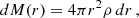 $$ \begin{aligned} dM(r) = 4\pi r^2 \rho \, dr \, , \end{aligned} $$