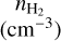 $\matrix{ {\,\,\,\,{n_{{{\rm{H}}_2}}}} \hfill \cr {\left( {{\rm{c}}{{\rm{m}}^{ - 3}}} \right)} \hfill \cr } $