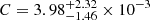 $ C= 3.98^{+2.32}_{-1.46} \times 10^{-3} $