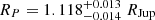 $ R_P = 1.118^{+0.013}_{-0.014}~R_{\mathrm{Jup}} $
