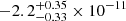 $ -2.2^{+0.35}_{-0.33}\times10^{-11} $