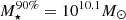 $ M_{\star}^{90\%}=10^{10.1} M_{\odot} $