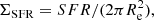 $$ \begin{aligned} \Sigma _{\rm SFR} = SFR/(2\pi R_{\rm e}^{2}), \end{aligned} $$