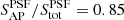 $ S^{\mathrm{PSF}}_{\mathrm{AP}}/S^{\mathrm{PSF}}_{\mathrm{tot}} = 0.85 $