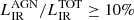 $ L_{\mathrm{IR}}^{\mathrm{AGN}}/L_{\mathrm{IR}}^{\mathrm{TOT}}\geq10\% $