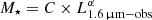 $ M_{\star} = C\times L_{1.6\,{\upmu}\rm m-obs}^{\alpha} $