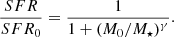 $$ \begin{aligned} \frac{SFR}{SFR_0} = \frac{1}{1+(M_0/M_{\star })^\gamma }. \end{aligned} $$