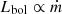 $ L_{\mathrm{bol}} \propto \dot{m} $