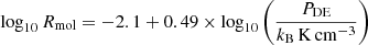 $ \log_{10} R_{\mathrm{mol}} = -2.1 + 0.49 \times \log_{10} \left(\frac{P_{\mathrm{DE}}}{k_{\mathrm{B}}\mathrm{\,K\,cm^{-3}}}\right) $