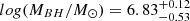 $ log(M_{BH}/M_{\odot}) = 6.83^{+0.12}_{-0.53} $
