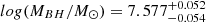 $ log(M_{BH}/M_{\odot}) = 7.577^{+0.052}_{-0.054} $