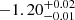$ -1.20^{+0.02}_{-0.01} $