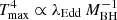 $ T_{\mathrm{max}}^4 \propto \lambda_{\mathrm{Edd}}\,M_{\mathrm{BH}}^{-1} $