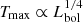 $ T_{\mathrm{max}} \propto L_{\mathrm{bol}}^{1/4} $