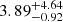 $ {3.89}_{-0.92}^{+4.64} $