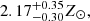 $ 2.17^{+0.35}_{-0.30} Z_\odot, $