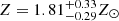 $ Z=1.81^{+0.33}_{-0.29} Z_\odot $