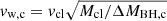 $ v_{\mathrm{w,c}}=v_{\mathrm{cl}}\sqrt{M_{\mathrm{cl}}/\Delta M_{\mathrm{BH,c}}} $