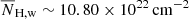 $ \overline{N}_{\mathrm{H,w}}\sim 10.80 \times 10^{22}\,\mathrm{cm}^{-2} $