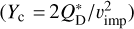 $\left( {{Y_{\rm{c}}} = } \right.\left. {2Q_{\rm{D}}^*/\v _{{\rm{imp}}}^2} \right)$