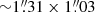 $ {\sim} {1}{{\overset{\prime\prime}{.}}}31 \times {1}{{\overset{\prime\prime}{.}}}03 $