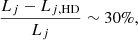 $$ \begin{aligned} \frac{L_j - L_{j,\mathrm{HD}}}{L_j} \sim 30\%, \end{aligned} $$