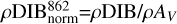 $\[\rho \mathrm{DIB}_{\text {norm }}^{862}{=}\rho \mathrm{DIB} / \rho A_V\]$