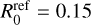 $R_0^{{\rm{ref}}} = 0.15$