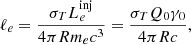 $$ \begin{aligned} \ell _e = \frac{\sigma _T L^\mathrm{inj}_e}{4 \pi R m_e c^3} = \frac{\sigma _T Q_0 \gamma _0}{4 \pi R c}, \end{aligned} $$