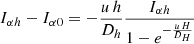 $$ \begin{aligned} I_{\alpha h} - I_{\alpha 0} = - \frac{u\, h}{D_h}\frac{I_{\alpha h}}{1-e^{-\frac{u\,H}{D_H}}} \end{aligned} $$