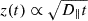 $ \, z(t) \propto \sqrt{D_{\parallel} t} $