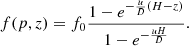 $$ \begin{aligned} f(p, z) = f_0 \frac{1-e^{-\frac{u}{D}(H-z)}}{1-e^{-\frac{uH}{D}}}. \end{aligned} $$