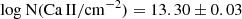 $ \rm log ~N(\mathrm{Ca\,II}/\rm cm^{-2}) = 13.30 \pm 0.03 $