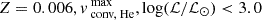 $ Z=0.006, v_{\text{ conv, He}}^{\text{ max}}, \log (\mathcal{L}/\mathcal{L}_{\odot}) < 3.0 $