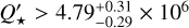 $Q_ \star ^\prime > 4.79_{ - 0.29}^{ + 0.31} \times {10^6}.$