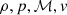$ \rho,p,{\cal M},\mathit{v} $