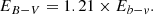 $$ \begin{aligned} E_{B-V} = 1.21\times E_{b-v}. \end{aligned} $$