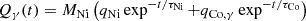 $$ \begin{aligned} Q_\gamma (t) = M_{\rm Ni} \left( q_{\rm Ni} \exp ^{-t/\tau _{\rm Ni}} + q_{\mathrm{Co},\gamma} \exp ^{-t/\tau _{\rm Co}} \right) \end{aligned} $$